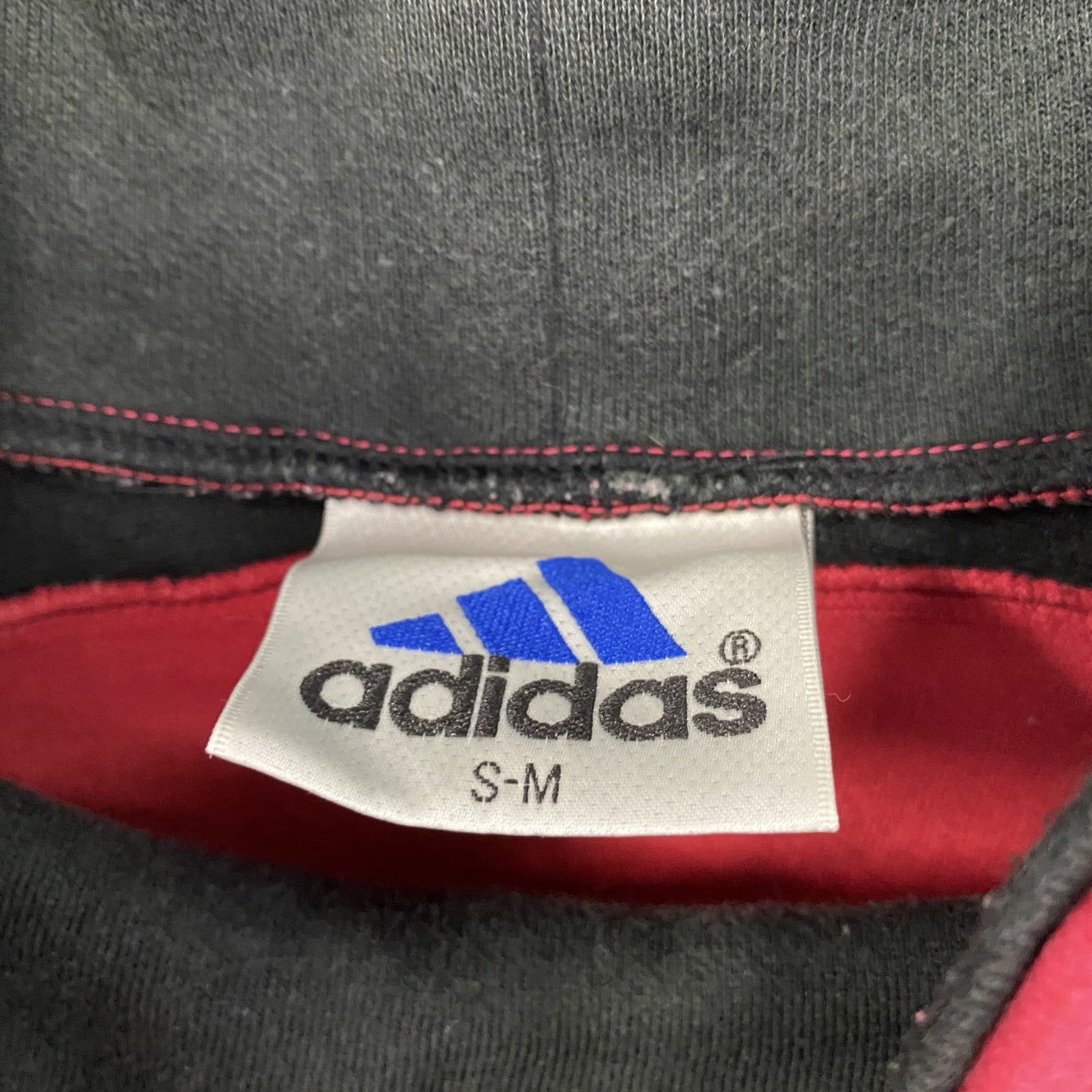 ~90s adidas アディダス デサント期 ハイネックスウェット/トレーナー デカロゴ 赤 レッド S-Mサイズ