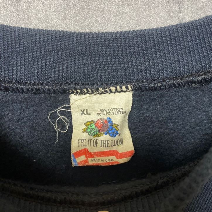 古着 used 90s USA製 フルーツオブザルーム 長袖ペイントスウェット トレーナー 黒 ビックシルエット XLサイズ