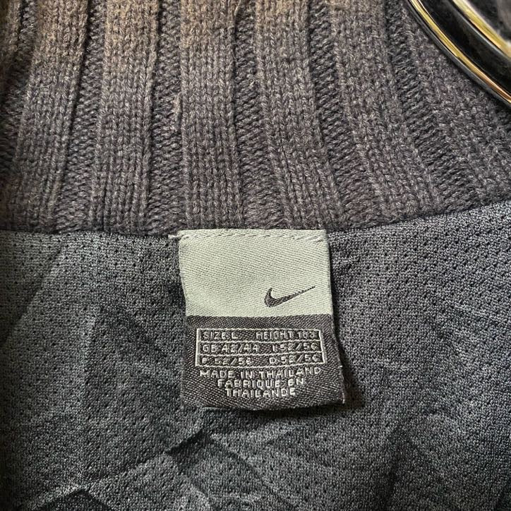 古着 used NIKE ナイキ 長袖フルジップニット セーター ジャケット カーディガン 無地 シンプル ハイネック Lサイズ