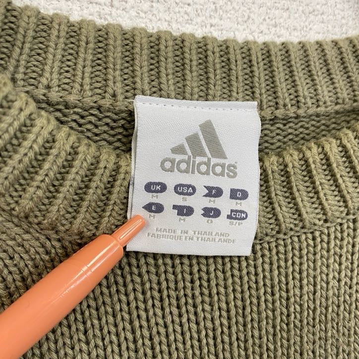 00s adidas アディダス アクリルニットセーター ヴィンテージ カーキ モスグリーン Mサイズ