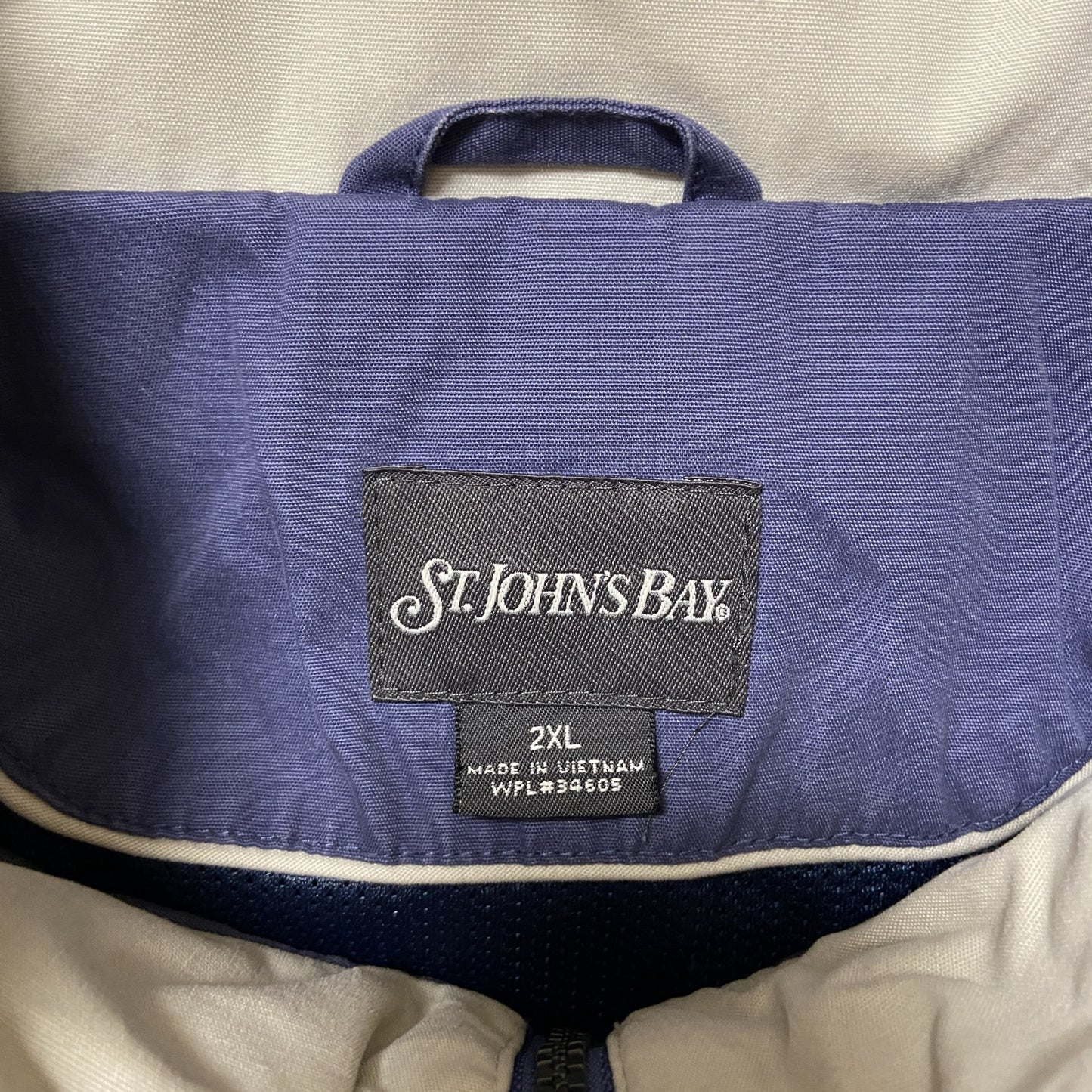 古着 used ST.JOHN'S BAY セントジョンズベイ 長袖ナイロンジャケット くすみカラー 青 XXLサイズ