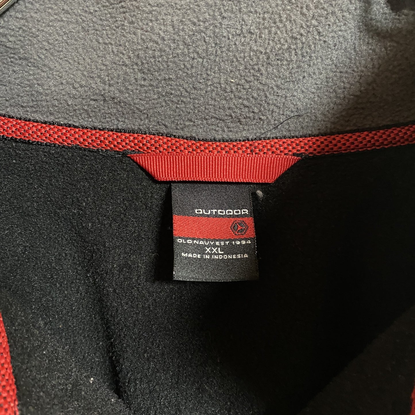 古着 used OUTDOOR 長袖ハーフジップフリース プルオーバー 黒 ブラック グレー ビッグシルエット 2XLサイズ