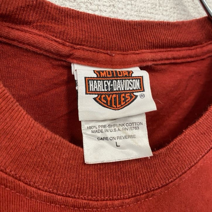 00s HARLEY DAVIDSON ハーレーダビッドソン 半袖プリントTシャツ ヴィンテージ オレンジ Lサイズ