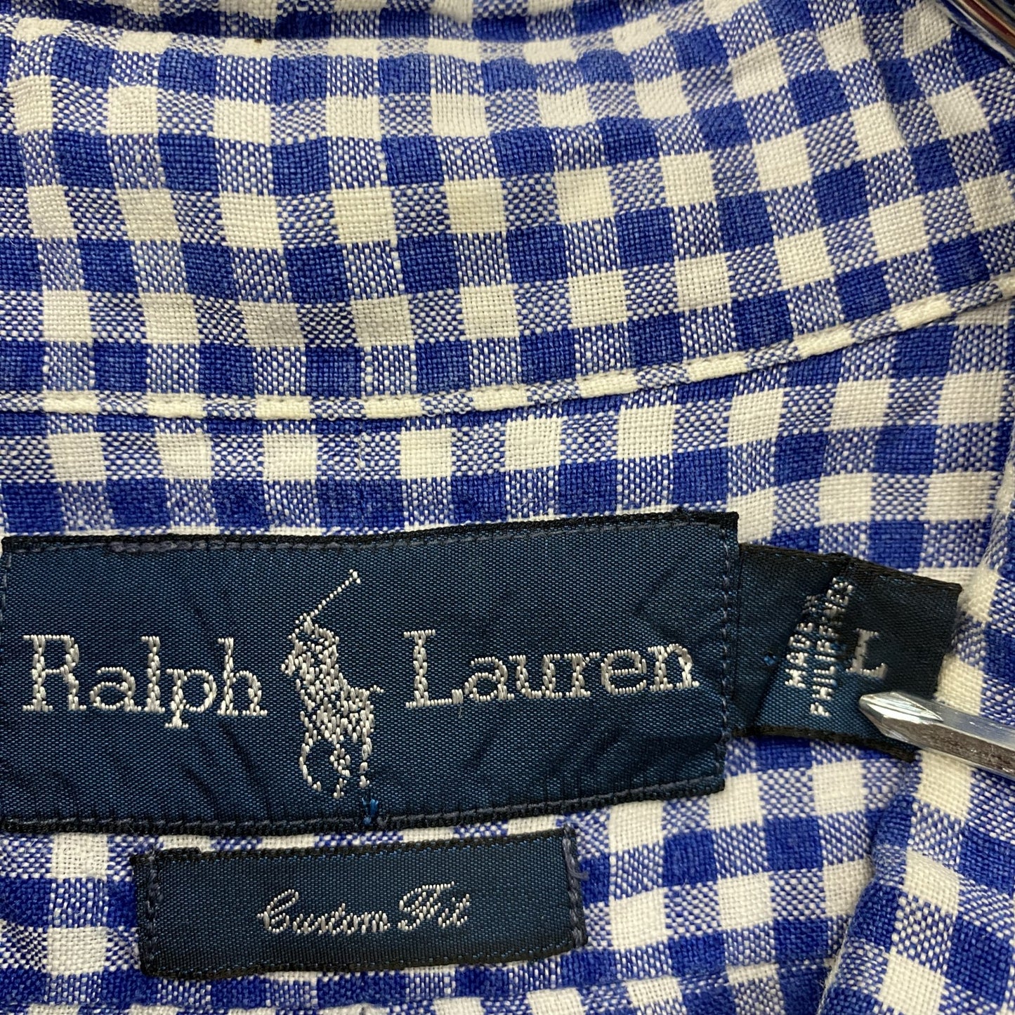 Ralph Lauren ラルフローレン 長袖シャツ ボタンダウンシャツ ギンガムチェック 青 ブルー Lサイズ