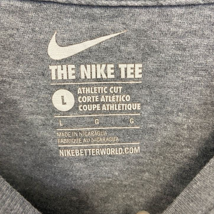 古着 used NIKE ナイキ 半袖ダメージプリントTシャツ グレー カジュアル ラフ スポーツウェア レトロ Lサイズ