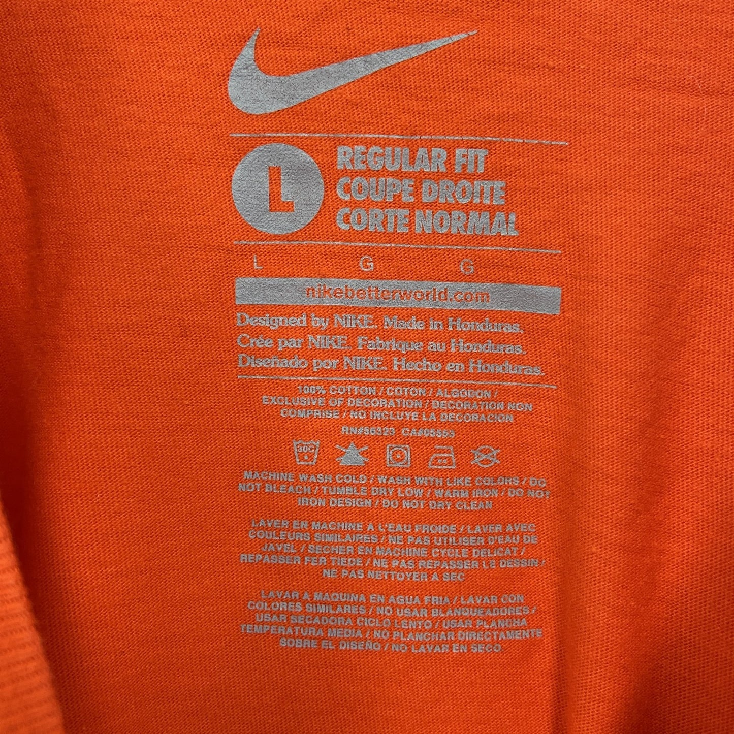 古着 used NIKE ナイキ 半袖ビックロゴプリントTシャツ MLB デトロイトタイガース オレンジ 野球 Lサイズ