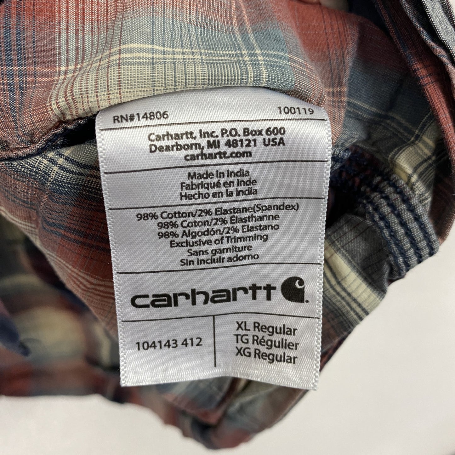 Carhartt カーハート 長袖シャツ ダブルポケットシャツ マルチチェック 赤 レッド XLサイズ