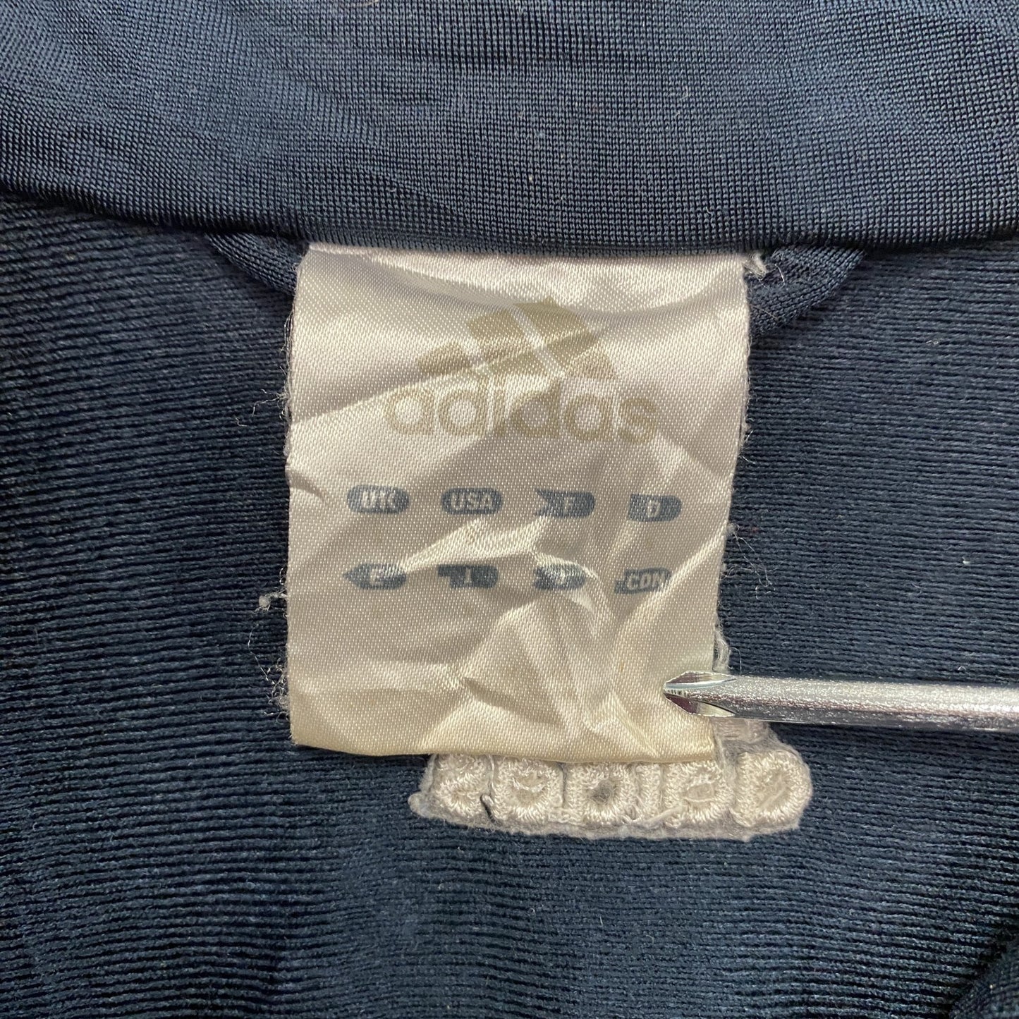 00s adidas アディダス トラックジャケット/ジャージ パフォーマンスロゴ ヴィンテージ ネイビー Mサイズ