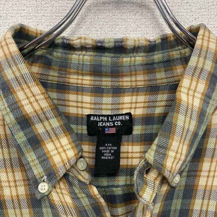 00s Ralph Lauren ラルフローレン ネルシャツ ボタンダウンシャツ チェック柄 マルチカラー 2XLサイズ