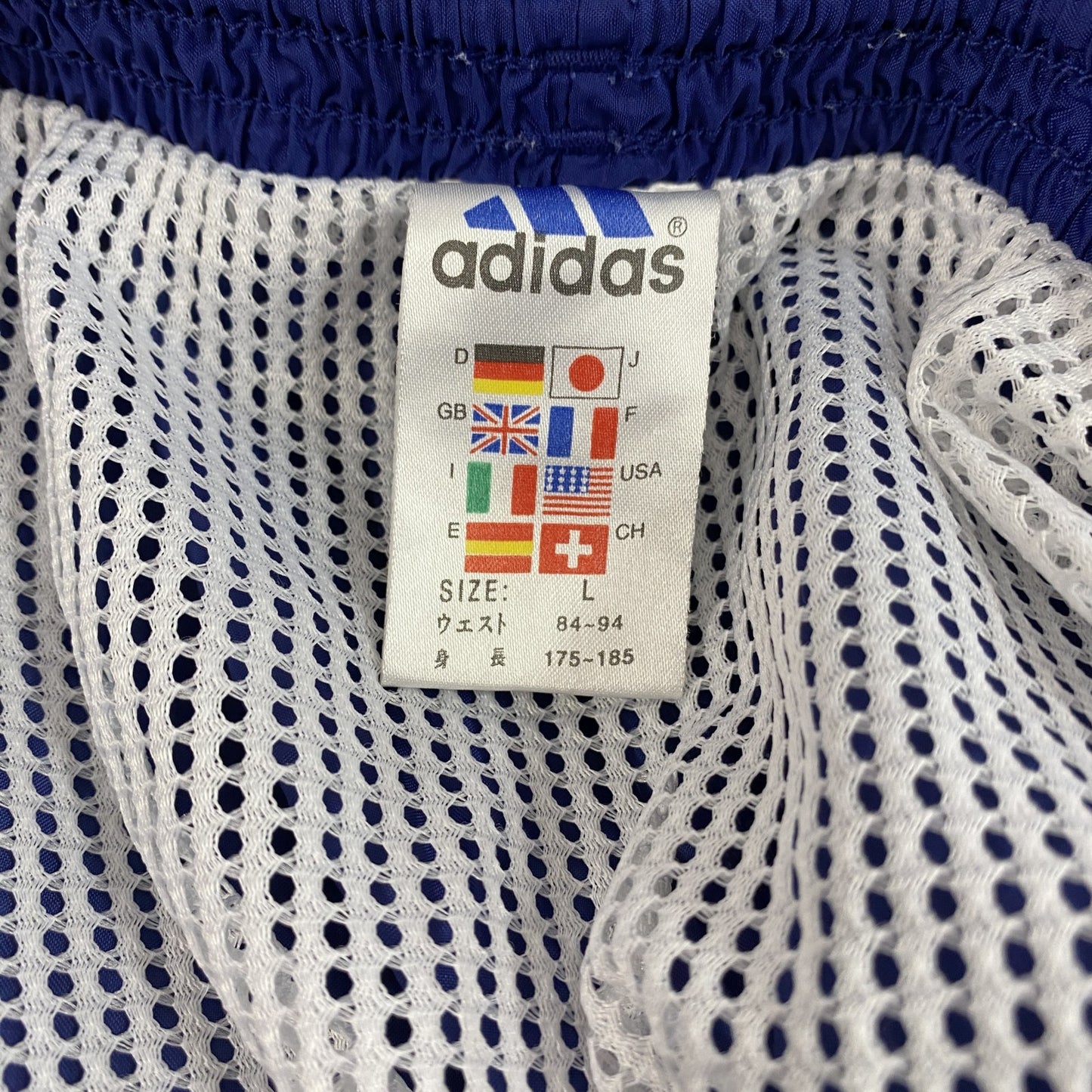 ~00s adidas アディダス ハーフパンツ/ショートパンツ ナイロンパンツ デカロゴ 青 ブルー Lサイズ