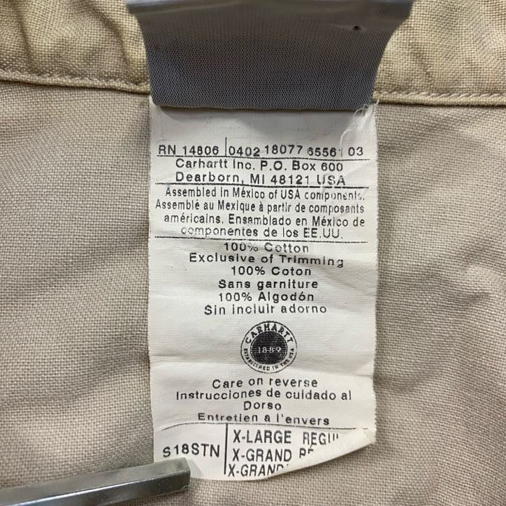 Carhartt カーハート 半袖ワークシャツ ボタンダウンシャツ ダブルポケット ベージュ XLサイズ
