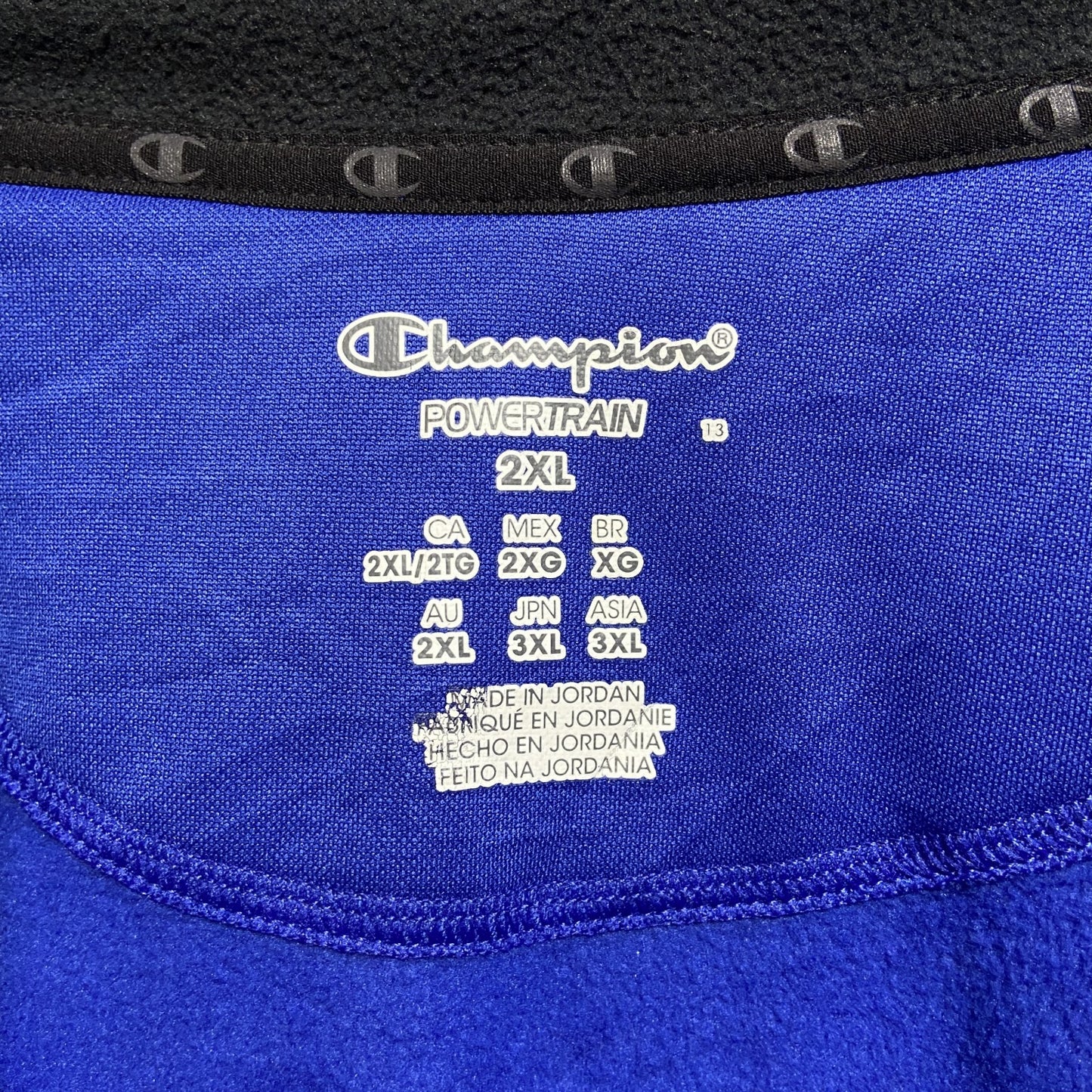 古着 used Champion チャンピオン 長袖フルジップトラックジャケット ジャージ 刺繍ロゴ 青 ブルー 2XLサイズ