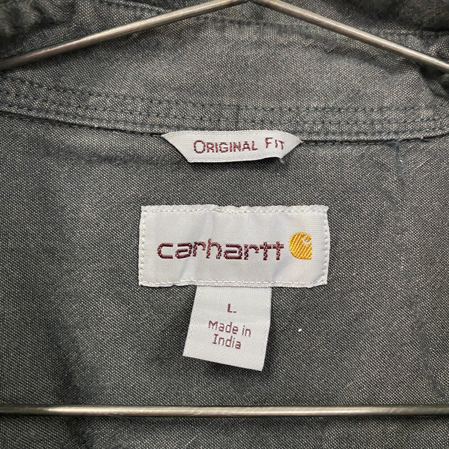 Carhartt カーハート 半袖ボタンダウンシャツ ワークシャツ ダブルポケット ダークグレー Lサイズ