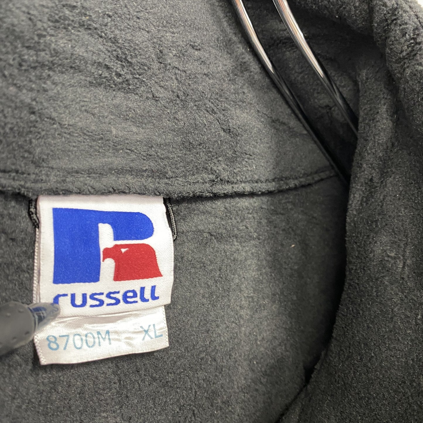 RUSSELL ラッセル フルジップフリースジャケット 刺繡 黒 ブラック XLサイズ