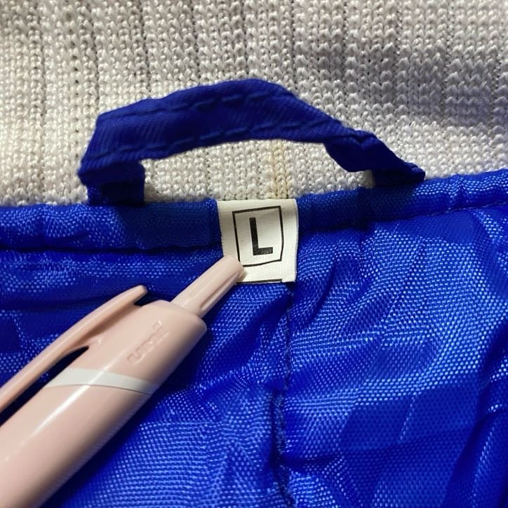 古着 used 長袖ロゴプリントスタジャン バックプリント MLB METS ニューヨークメッツ 野球 青 ヴィンテージ Lサイズ