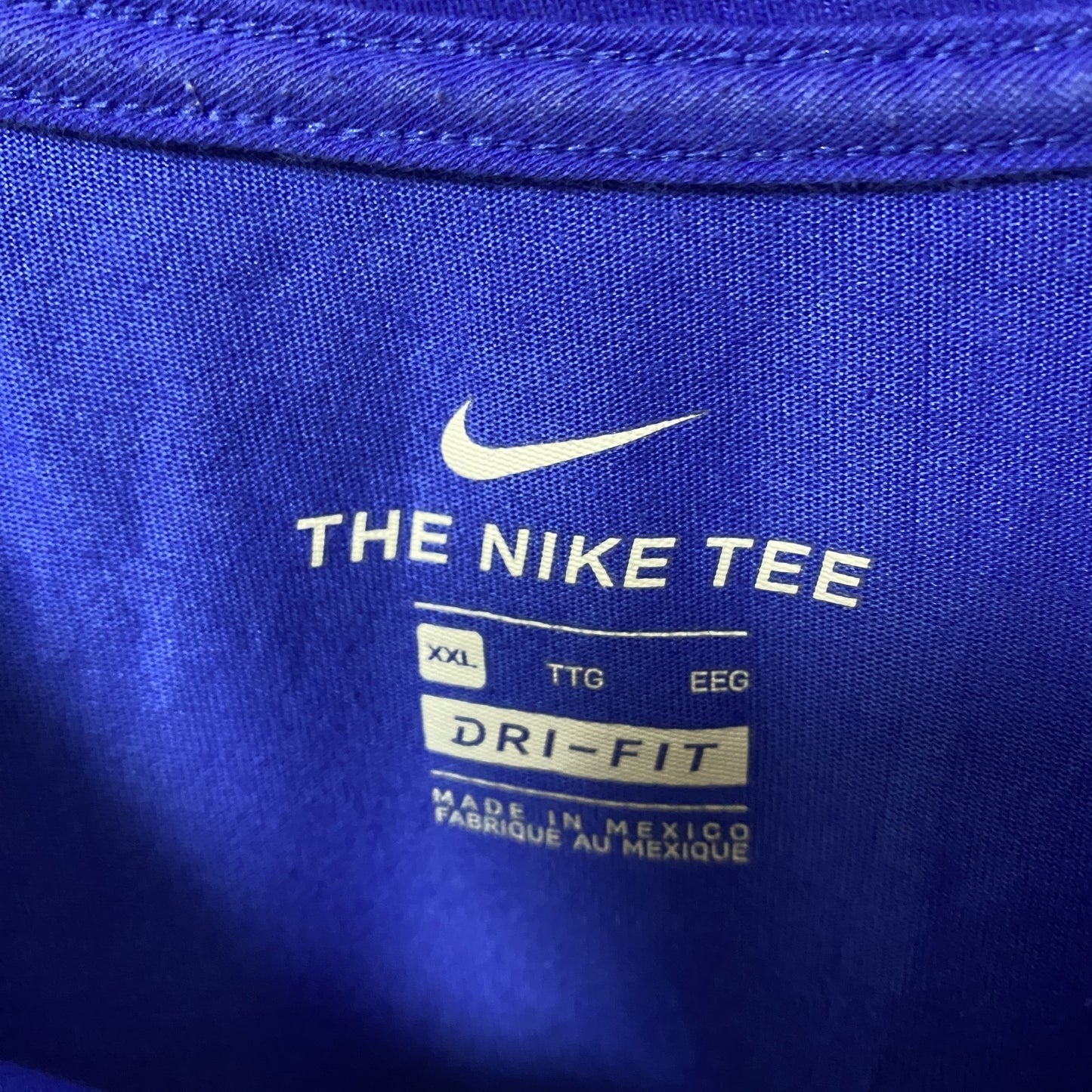 古着 used NIKE ナイキ DRI‐FIT 半袖クルーネックロゴプリントTシャツ BLEED BLUE 青 XXLサイズ