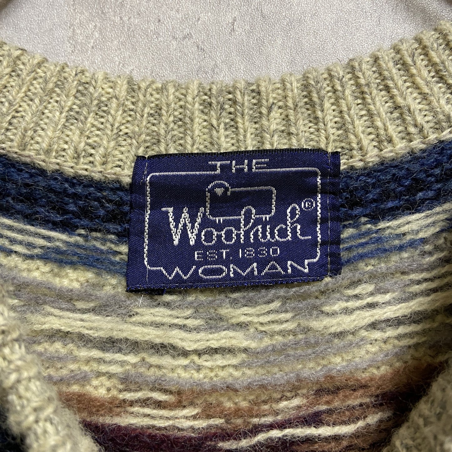古着 used 80s WOOLRICH ウールリッチ 長袖ノルディック柄ニット セーター ヴィンテージ レディース Lサイズ