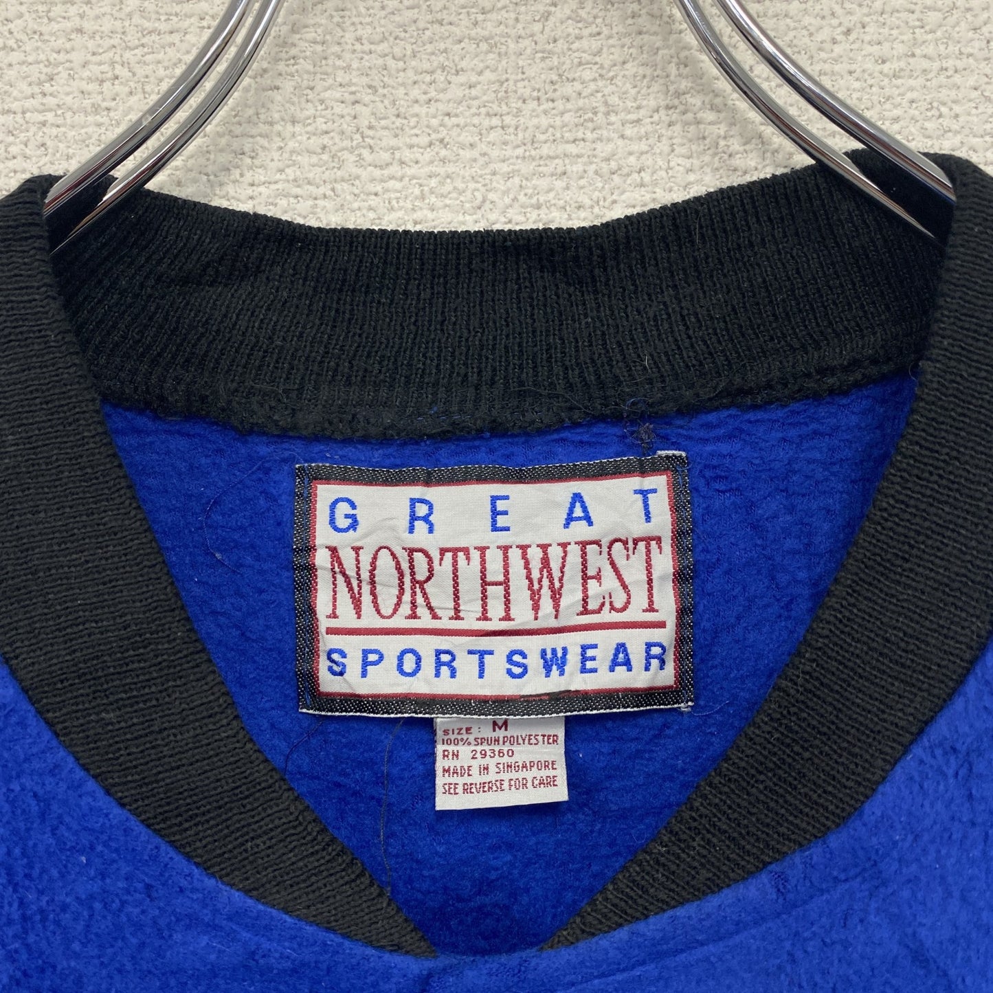~90s GREAT NORTHWEST フルジップフリーススタジャン ノーカラージャケット ヴィンテージ 青 ブルー Mサイズ