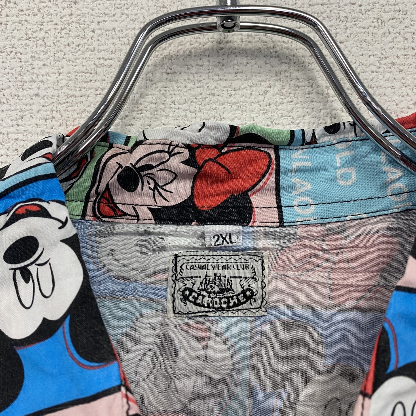 CARDCHE Disney ミッキー ミニー 長袖デザインシャツ ボタンダウンシャツ 総柄 2XLサイズ