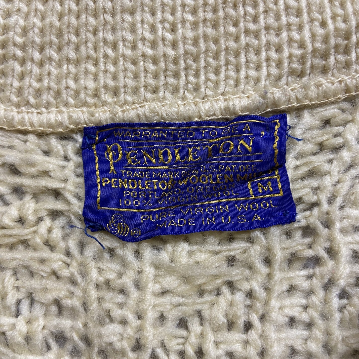 古着 used 70s PENDLETON ペンドルトン 長袖ニットカーディガン セーター USA製 白 ホワイト Mサイズ