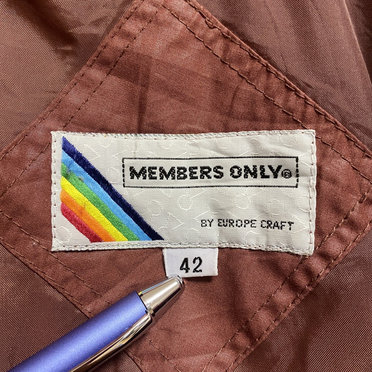 古着 used MEMBERSONLY メンバーズオンリー 長袖フルジップナイロンジャケット 茶色 ブラウン レトロ Lサイズ