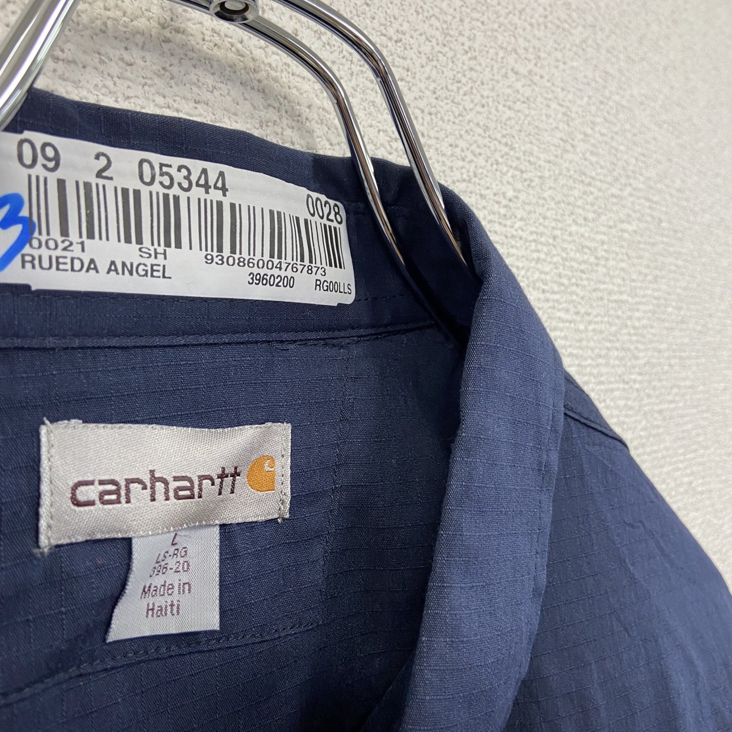 Carhartt カーハート 長袖ワークシャツ ボタンダウンシャツ ダブルポケット 紺 ネイビー Lサイズ