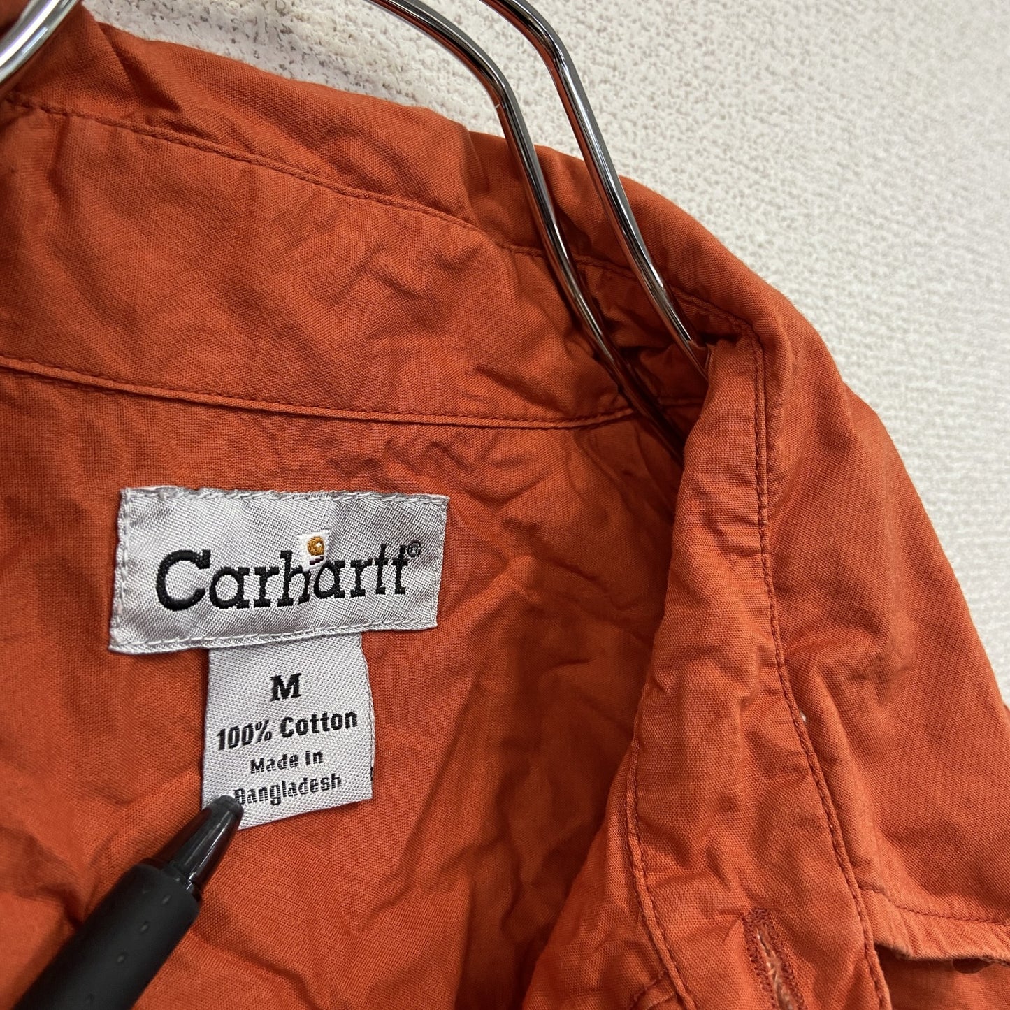 Carhartt カーハート 半袖ボタンダウンシャツ ダブルポケット オレンジ Mサイズ