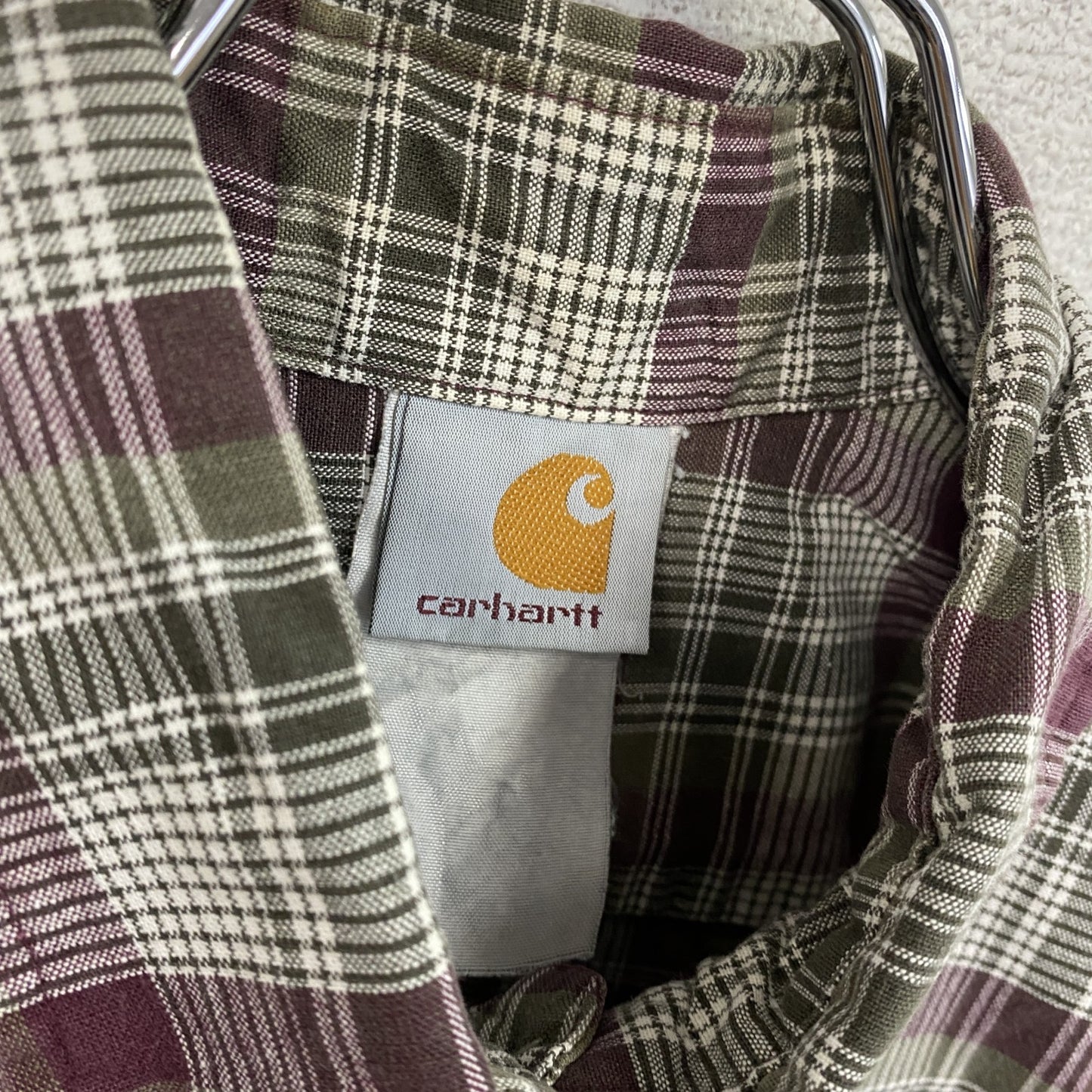 Carhartt カーハート 半袖ボタンダウンシャツ チェック柄 ボルドー