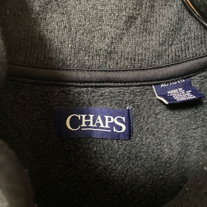古着 used CHAPS チャップス フルジップフリースベスト ハイネック ポケット シンプル ノームコア 黒 XLサイズ