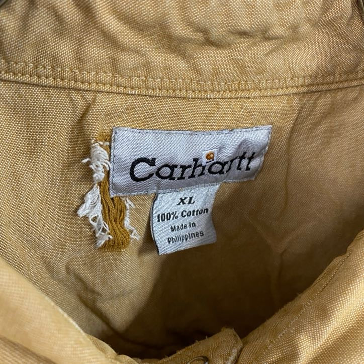 Carhartt カーハート 半袖ワークシャツ ボタンダウンシャツ ダブルポケット ベージュ XLサイズ