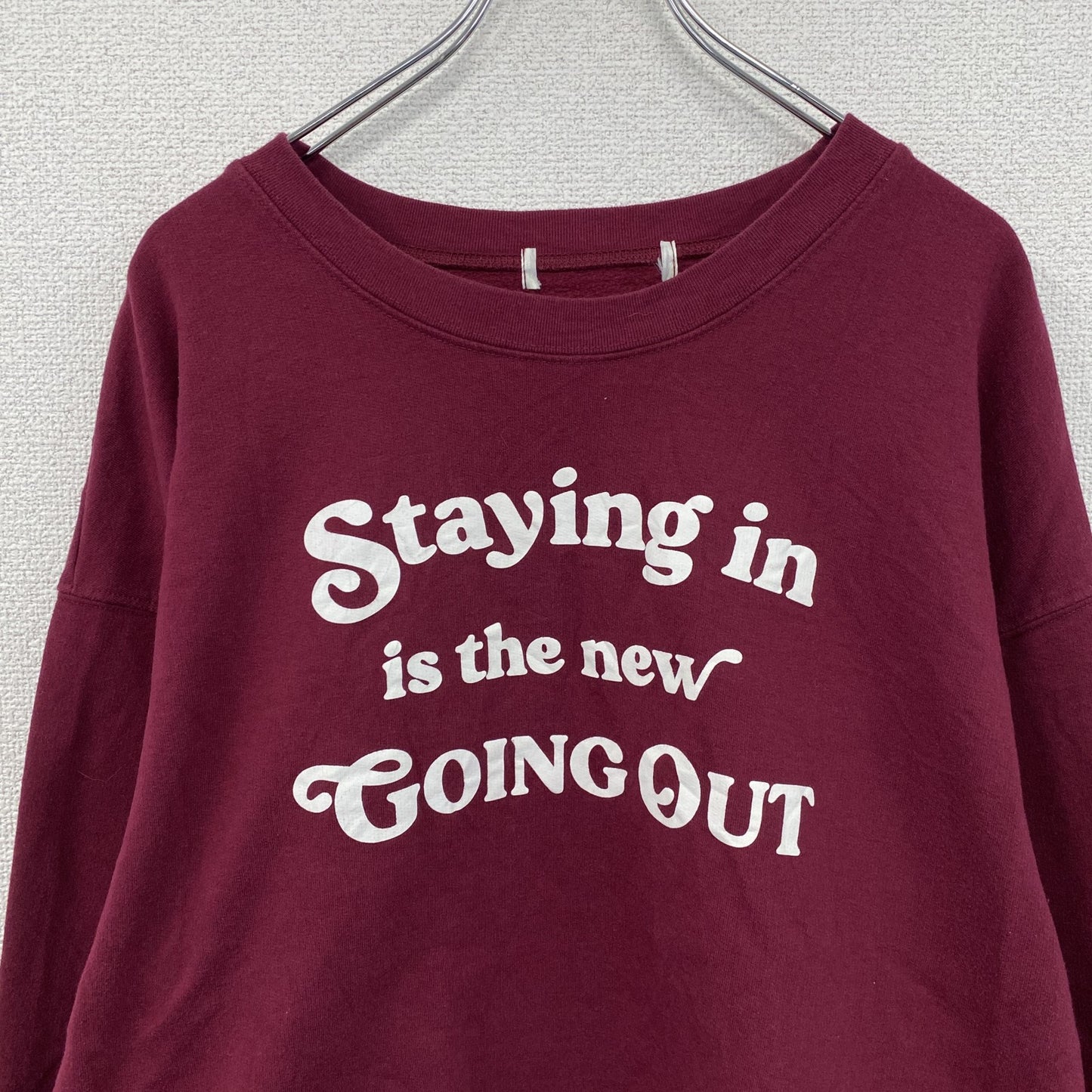 00s スウェット/トレーナー 3連プリント ヴィンテージ 赤紫 ボルドー 2XLサイズ