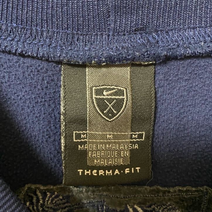 古着 used NIKEGOLF ナイキゴルフ 長袖フリーススウェット ワンポイント刺繍プルオーバー ネイビー 紺 Mサイズ