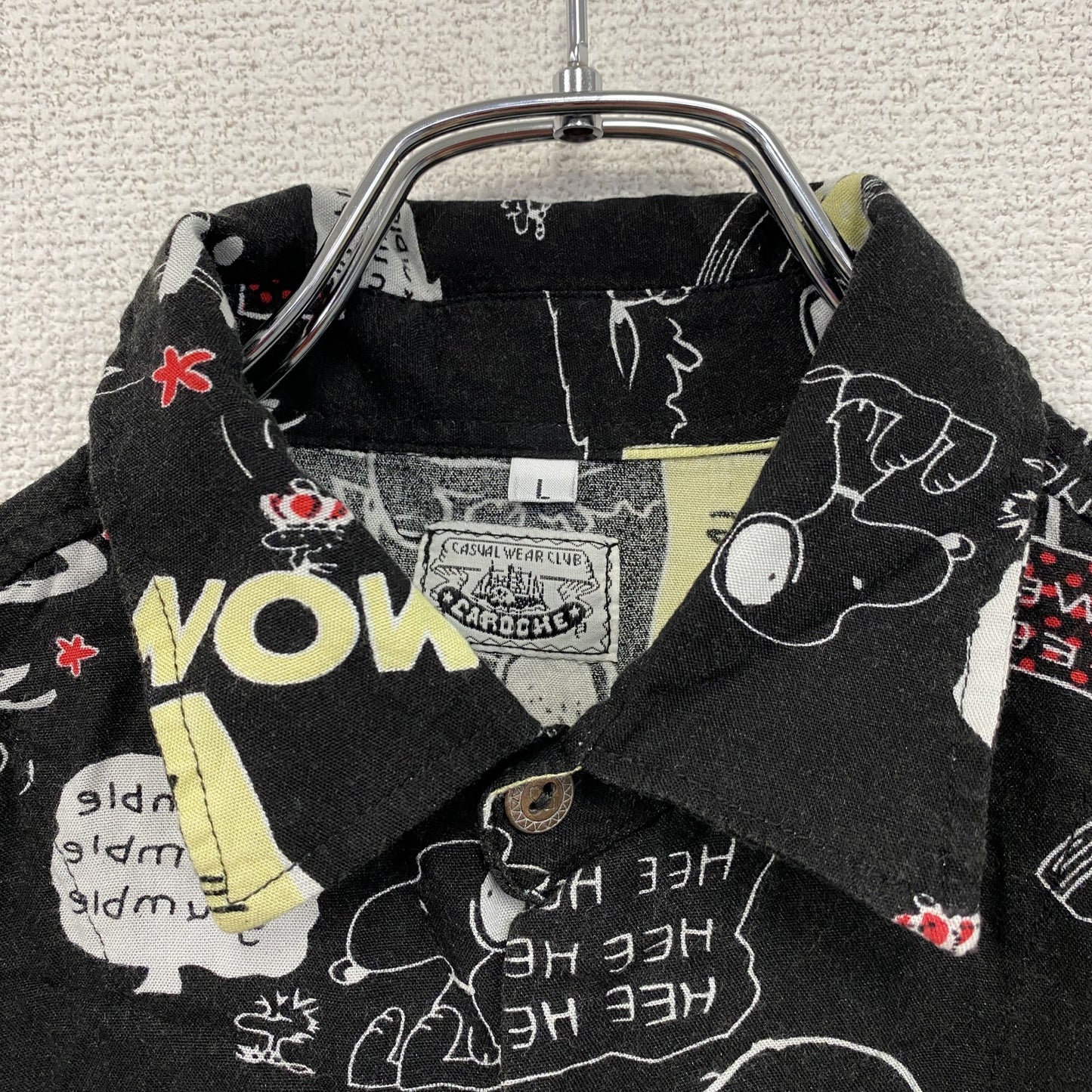 CARDCHE 長袖総柄デザインシャツ スヌーピー 黒 ブラック Lサイズ