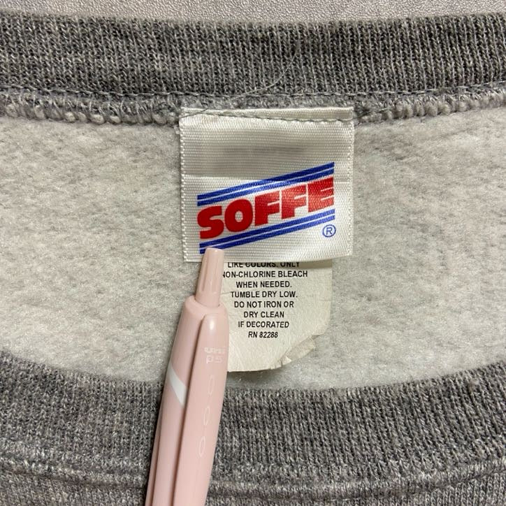 古着 used SOFFE 長袖カレッジプリントスウェット トレーナー ノースカロライナ グレー オーバーサイズ XXLサイズ