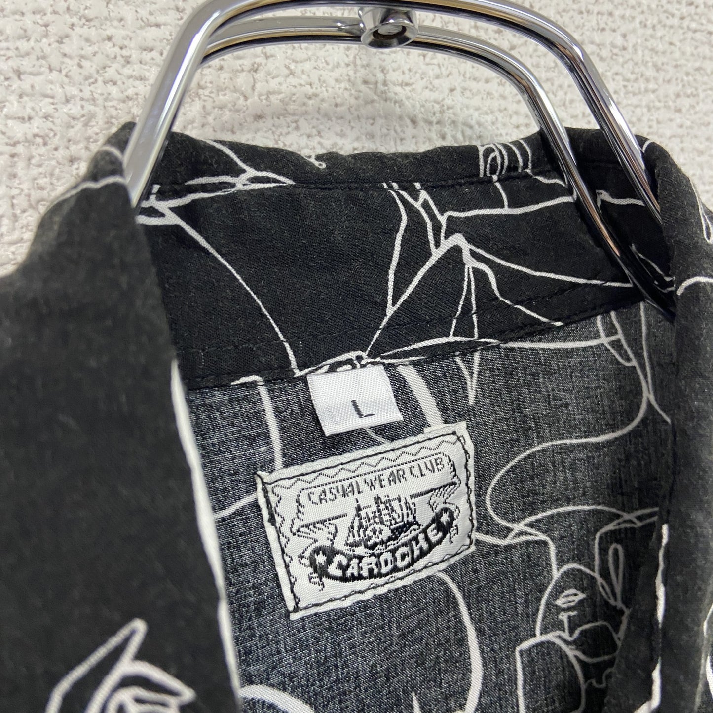 CARDCHE 長袖シャツ 総柄 黒 ブラック Lサイズ