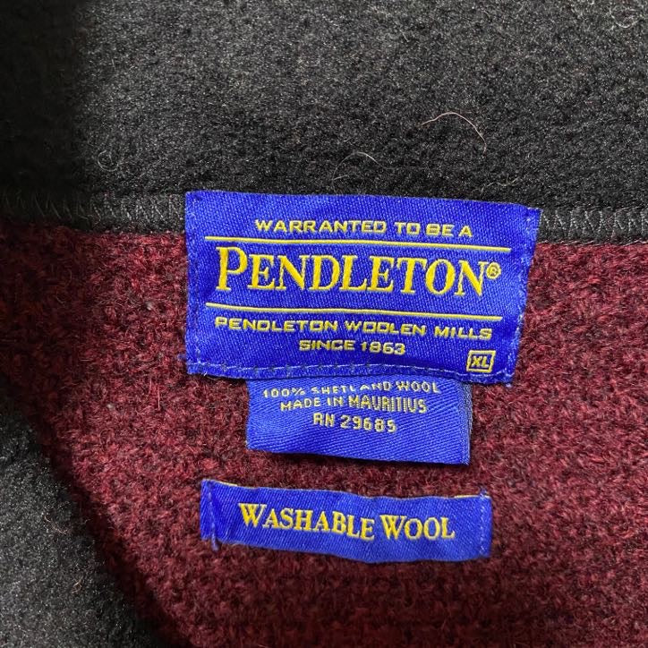 90s PENDLETON ペンドルトン 長袖カーディガン ニットセーター フルジップ ハイネック XLサイズ