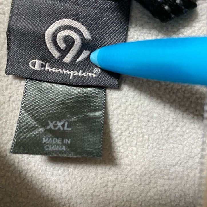 古着 used Champion チャンピオン 長袖ハーフジップフリースジャケット ハイネック グレー XXLサイズ