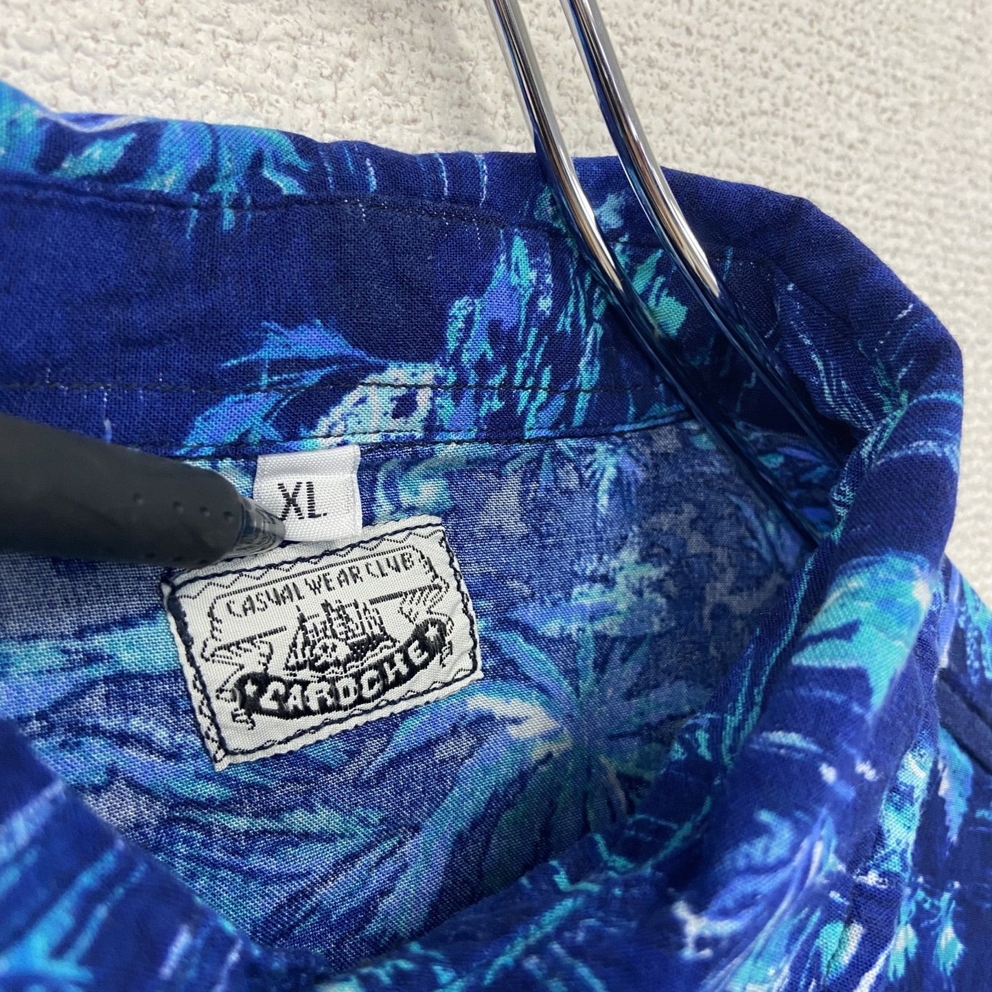 CARDCHE 長袖シャツ 総柄 青 ブルー XLサイズ
