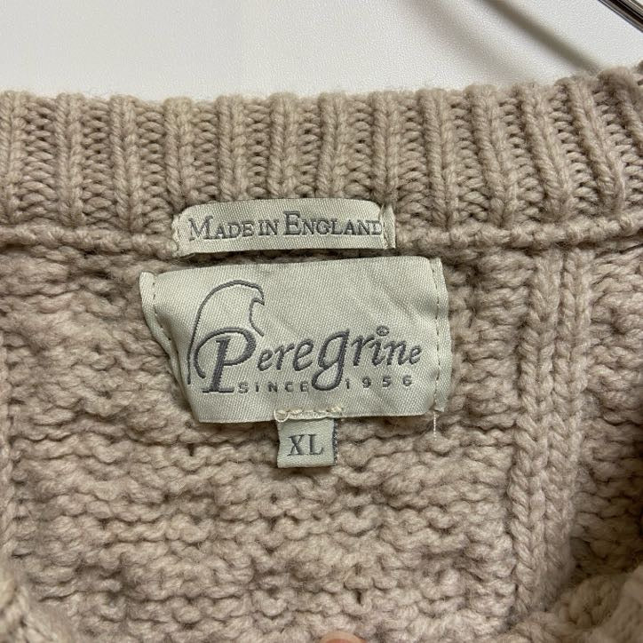 古着 used Peregrine 長袖フィッシャーマンニット セーター イングランド製 白 ホワイト vintage ノームコア