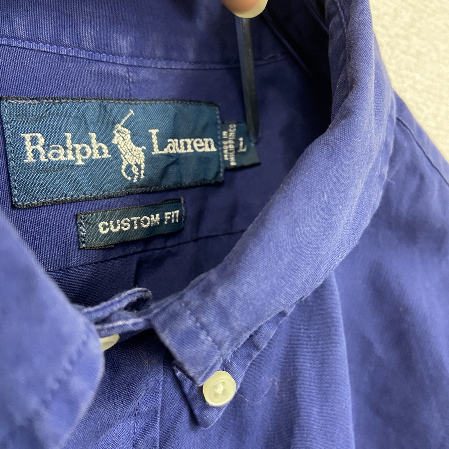 90s Ralph Lauren ラルフローレン 長袖ボタンダウンシャツ ヴィンテージ 青 ブルー Lサイズ