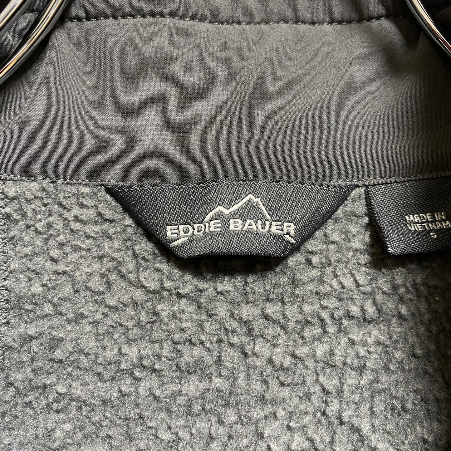 古着 used EDDIEBAUER エディーバウアー 長袖ハーフジップフリース 刺繍ワッペン トライアスロン グレー Lサイズ