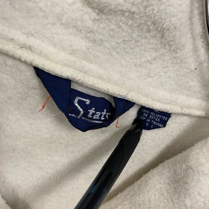 80s Stats ハーフジップフリースプルオーバージャケット/ボアジャケット ヴィンテージ 白 ホワイト XLサイズ