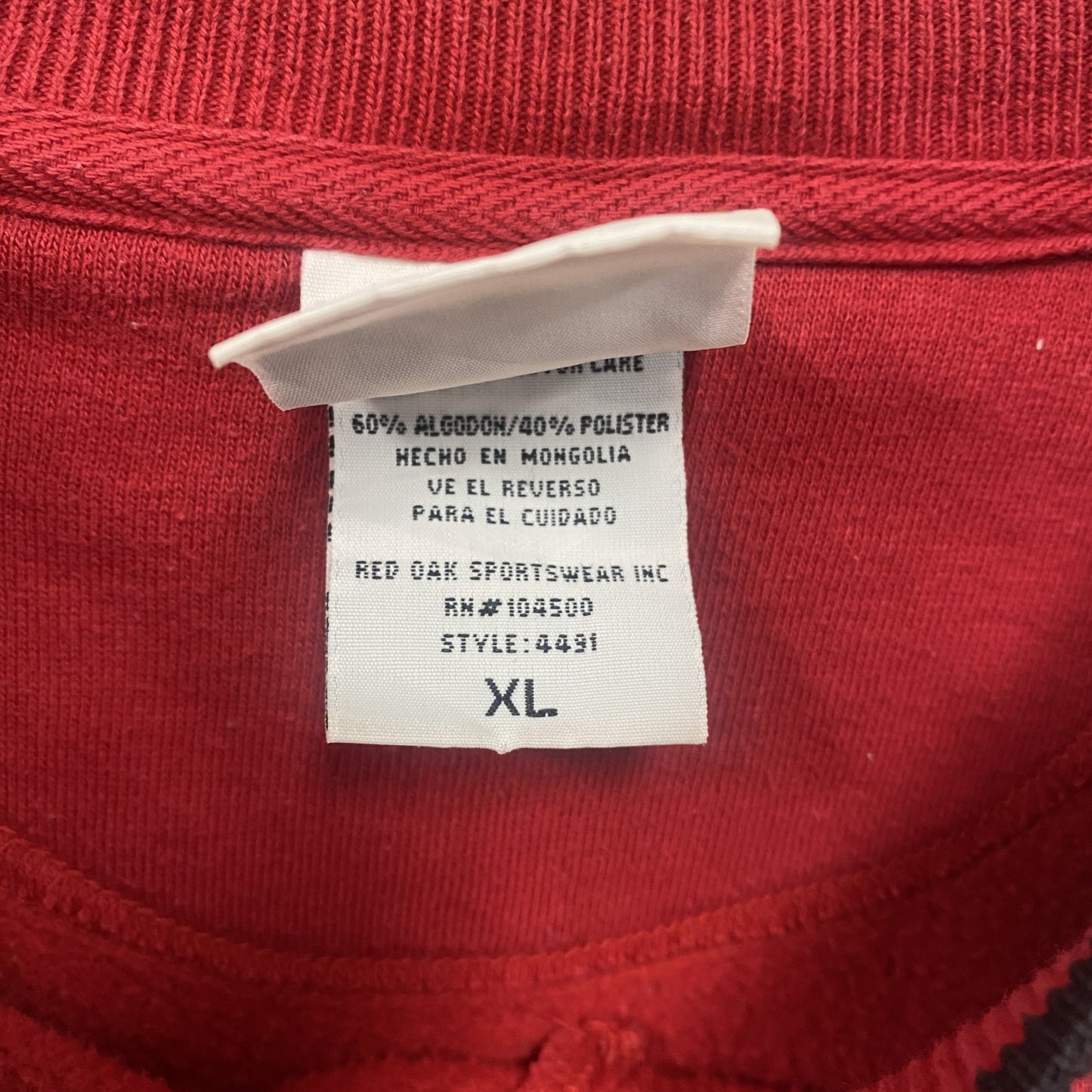 ~90s RED OAK スウェット/トレーナー 刺ロゴ カレッジタイプ ヴィンテージ 赤 レッド XLサイズ