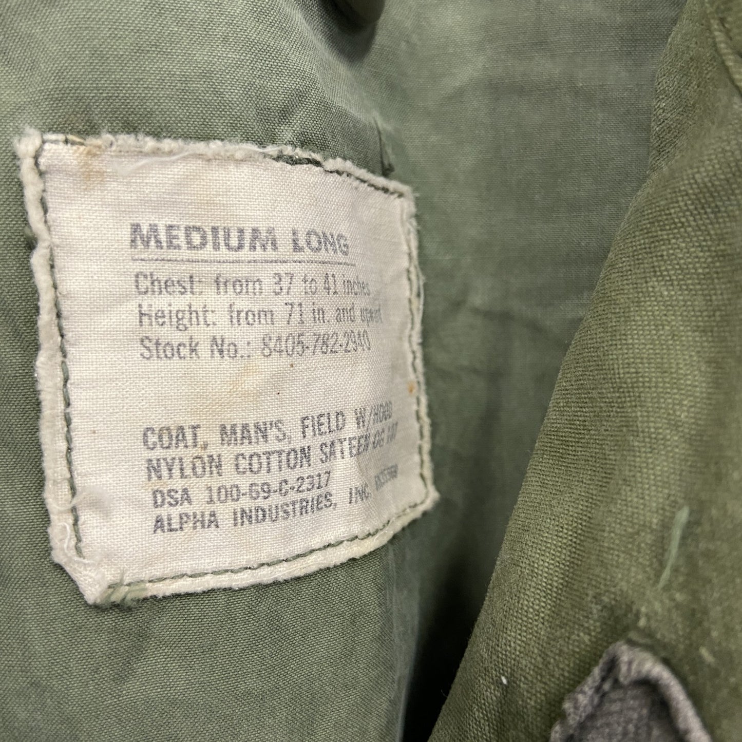 60s U.S.ARMY 米軍 M-65 フィールドジャケット ミリタリージャケット ALPHA社製 カーキ M-Lサイズ