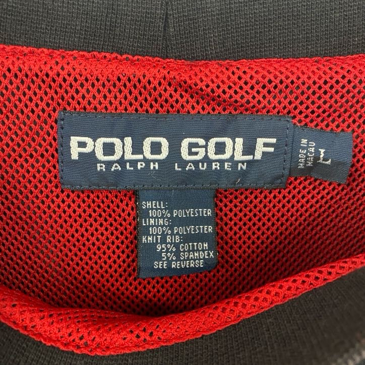 古着 used POLO GOLF RALPH LAUREN ラルフローレン 長袖ナイロンプルオーバー 黒 ブラック Lサイズ