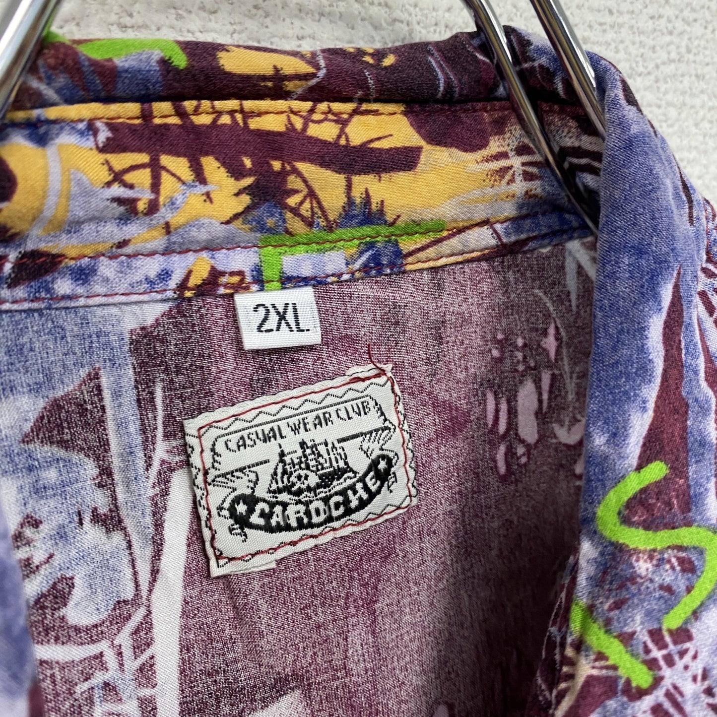 CARDCHE 長袖シャツ 総柄 紫 パープル 2XLサイズ