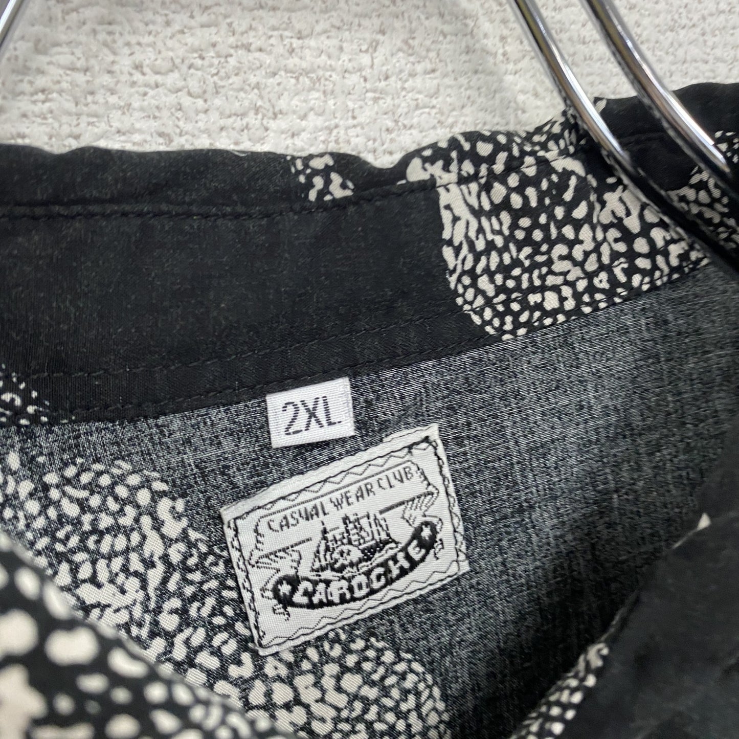 CARDCHE 長袖シャツ 総柄 黒 ブラック 2XLサイズ