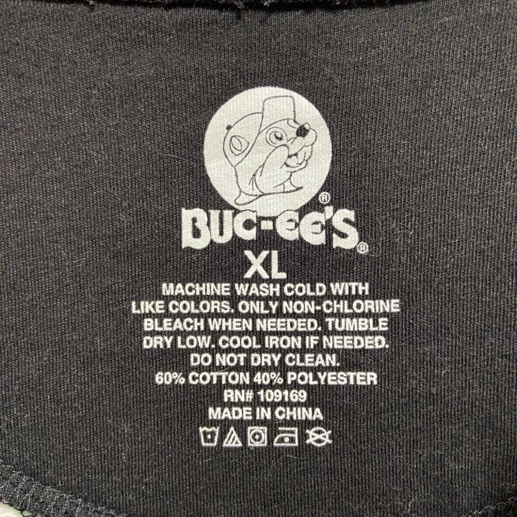 古着 used BUC-EES バッキーズ 長袖総柄キャラクタープリントスウェット トレーナー クリスマス サンタ 黒 XLサイズ