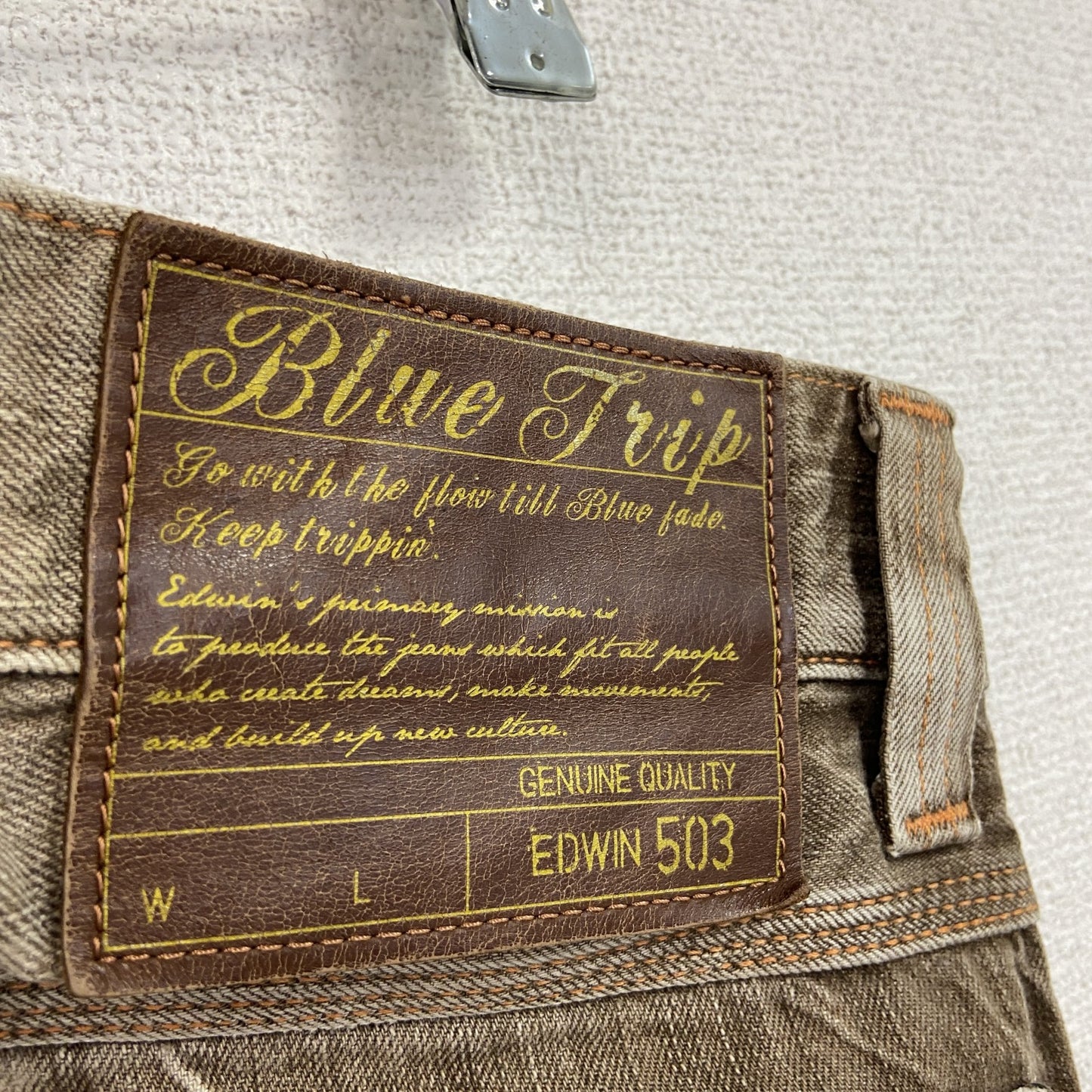 EDWIN エドウィン 503 デニムパンツ/ジーンズ 縦落ち ジップフライ 茶色 ブラウン Lサイズ