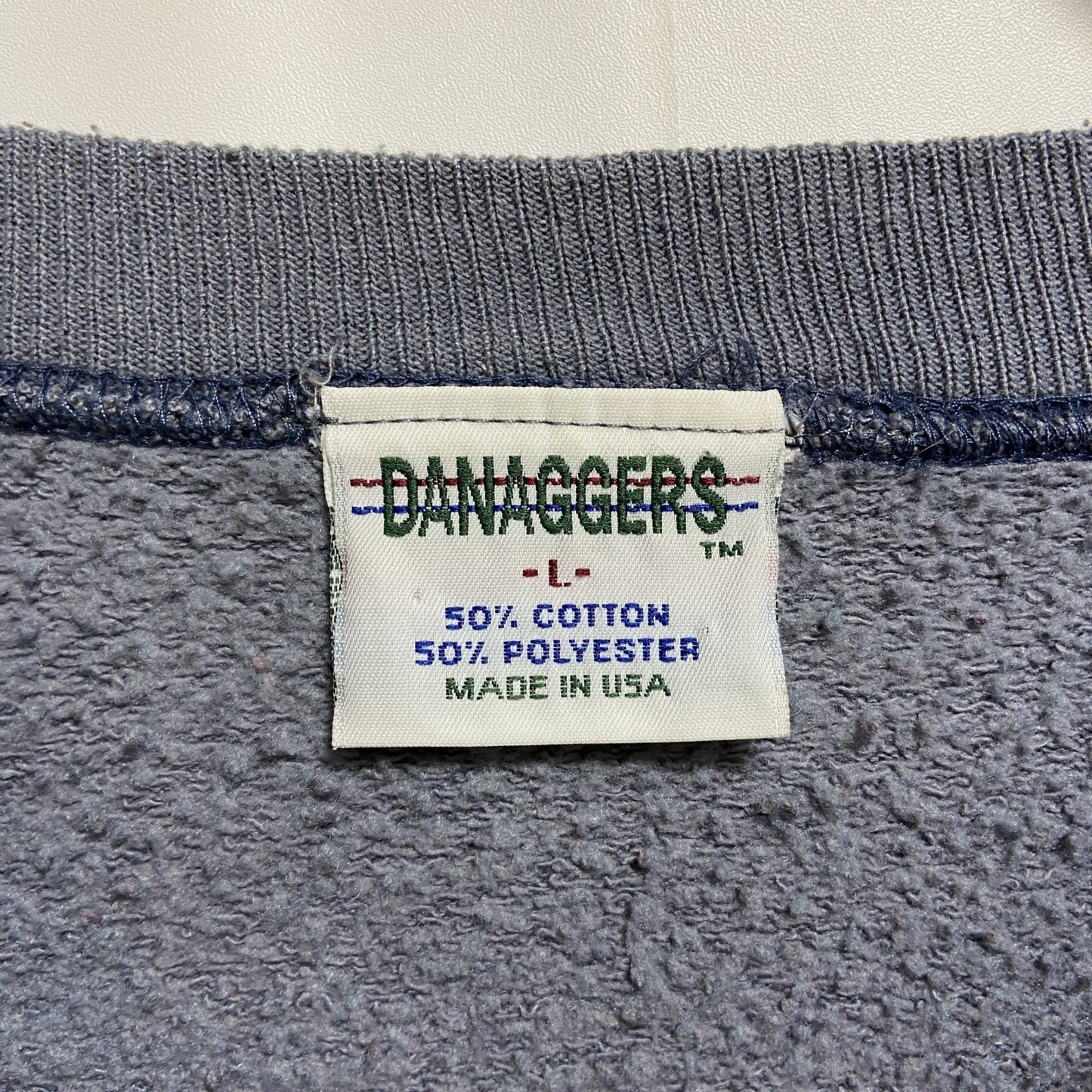 古着 used ~90s USA製 DANAGGERS 長袖アニマル柄プリントスウェット トレーナー 狼 ヴィンテージ Lサイズ